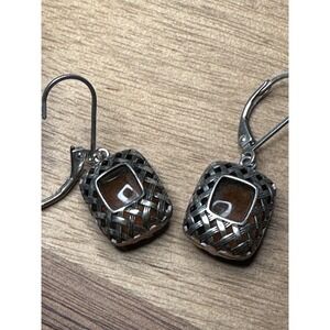 Vintage sterling silver Amber Dangle earrings